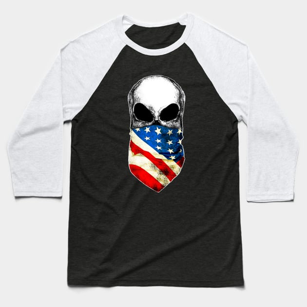 skull, bandanas, american, usa, flag, Baseball T-Shirt by Collagedream